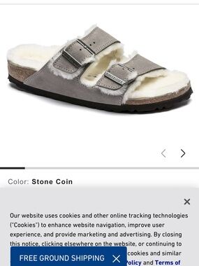 Birkenstocks Arizona Shearling  sandals in stone coin women’s sz 39
